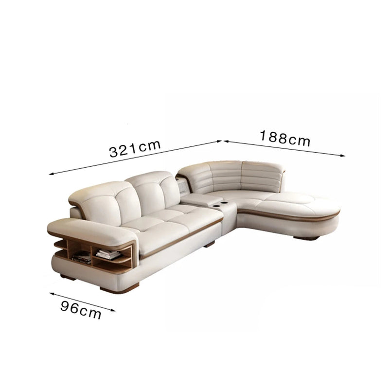 Luxury Bluetooth Leather Sectional Sofa – Spacious, Comfortable, and Tech-Integrated
