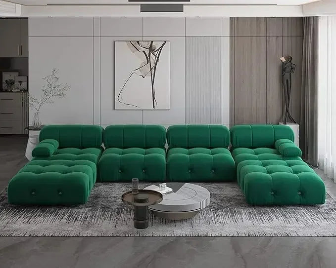 High-End Velvet Lounge Sofa – Stylish Curved Design for Living Rooms
