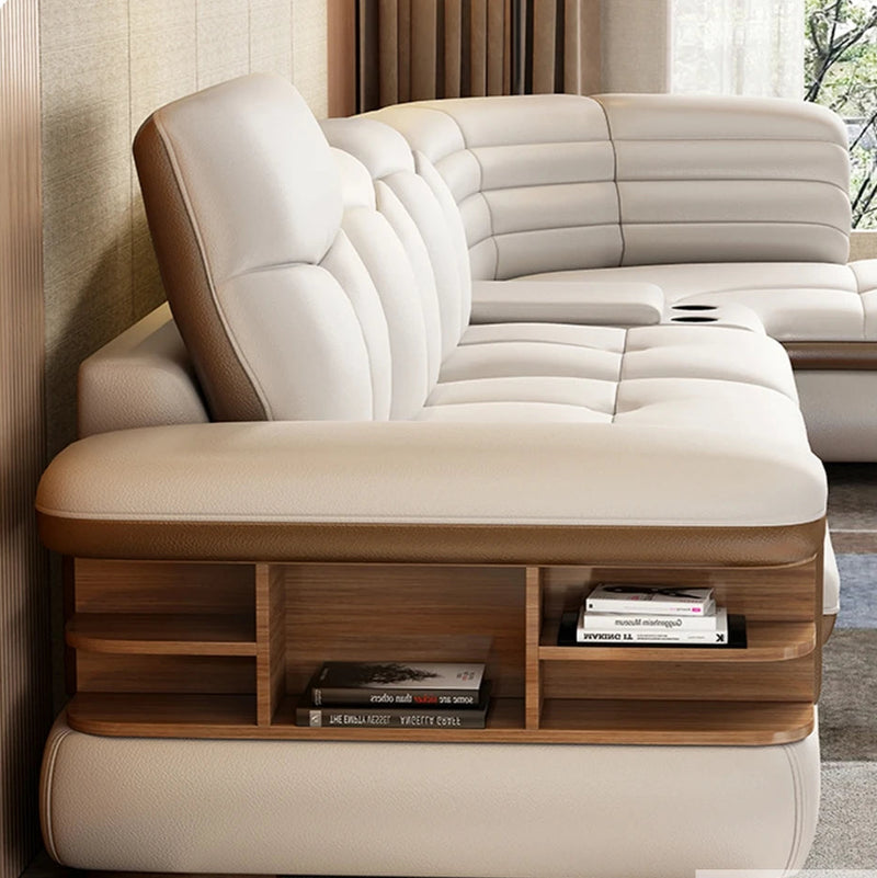 Luxury Bluetooth Leather Sectional Sofa – Spacious, Comfortable, and Tech-Integrated