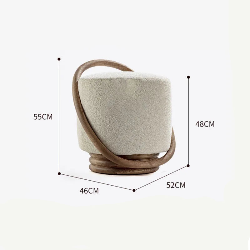 Enume Wood Low Stool – Modern Minimalist Design with Soft Fabric Top
