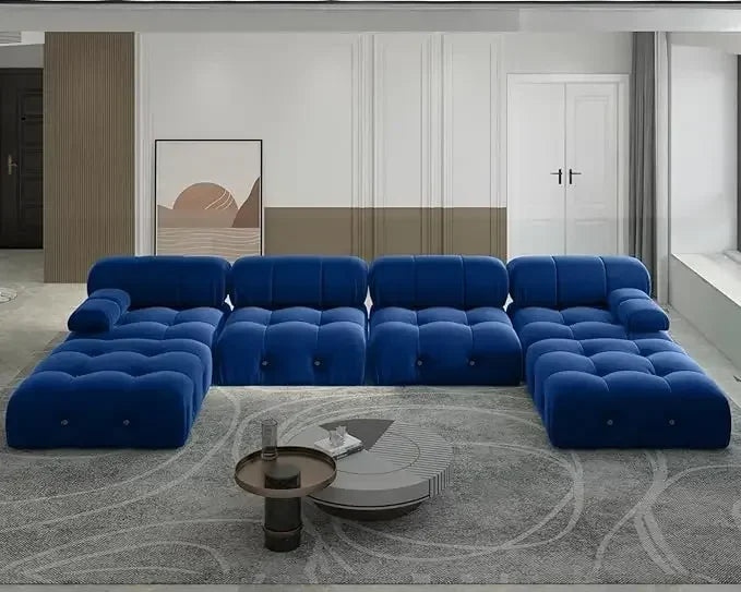 High-End Velvet Lounge Sofa – Stylish Curved Design for Living Rooms