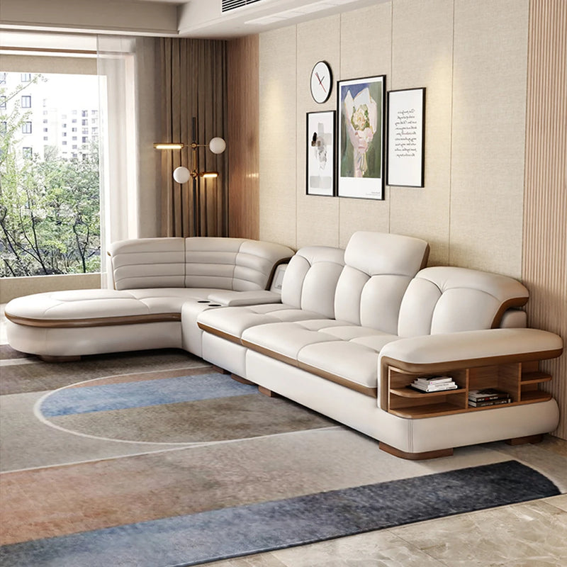 Luxury Bluetooth Leather Sectional Sofa – Spacious, Comfortable, and Tech-Integrated