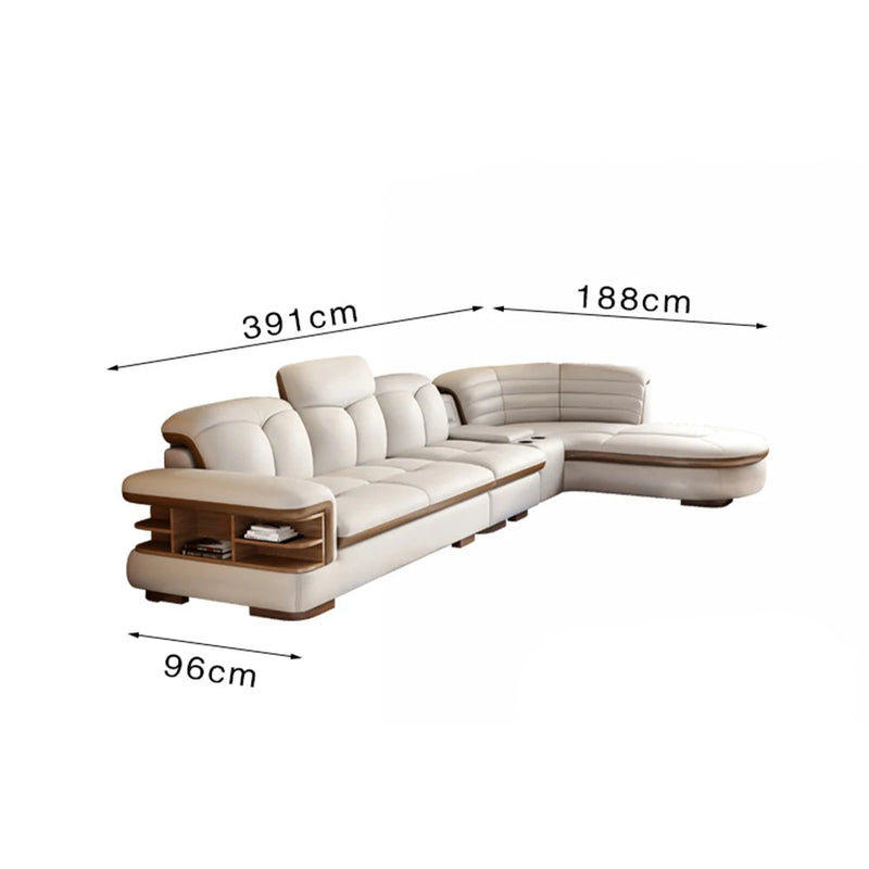 Luxury Bluetooth Leather Sectional Sofa – Spacious, Comfortable, and Tech-Integrated